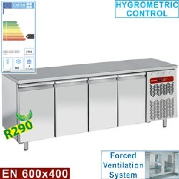 TP4B/H-R2 (25) Konditorei-Bäckerei Tiefkühltisch, Umluft 4 Türen EN 600x400, 760 Liter